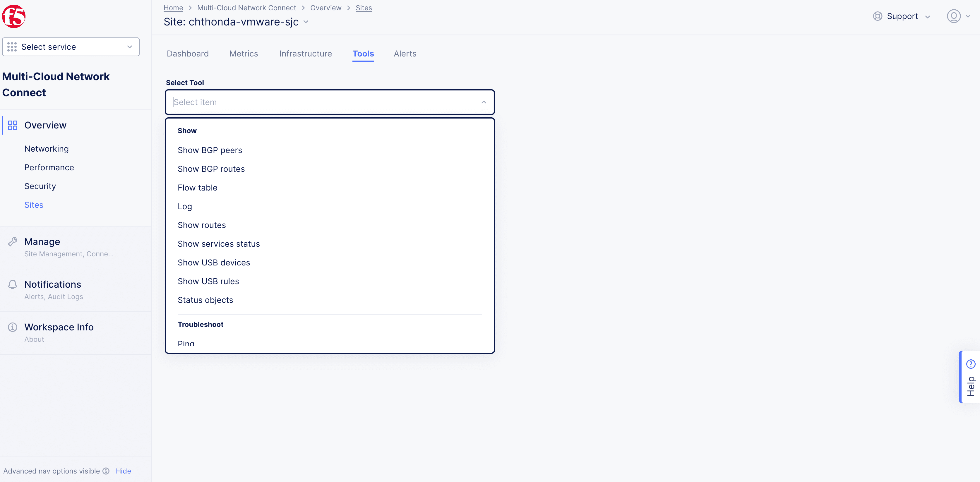 Figure: Site Troubleshooting Tools