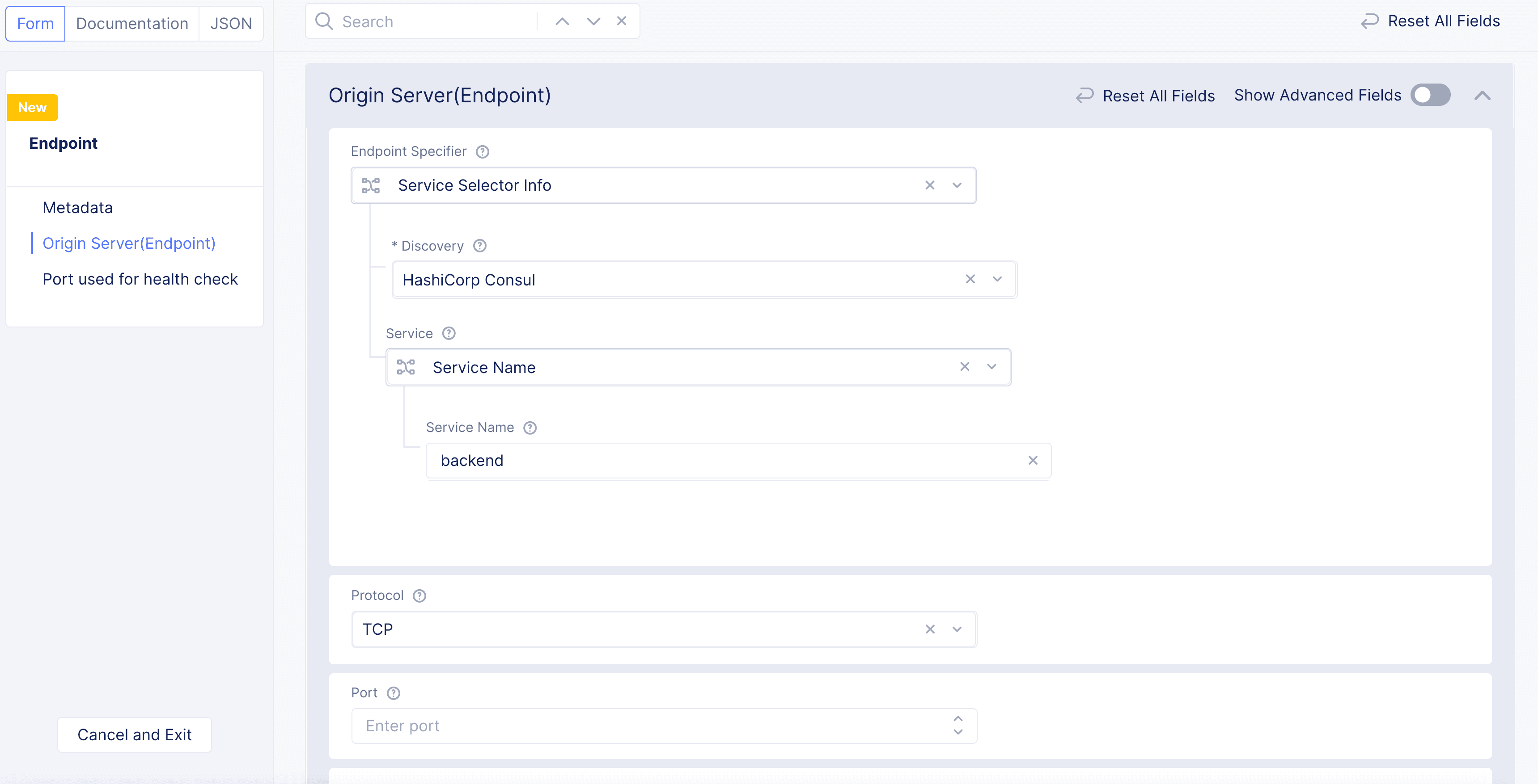 Figure: Set Port and Protocol