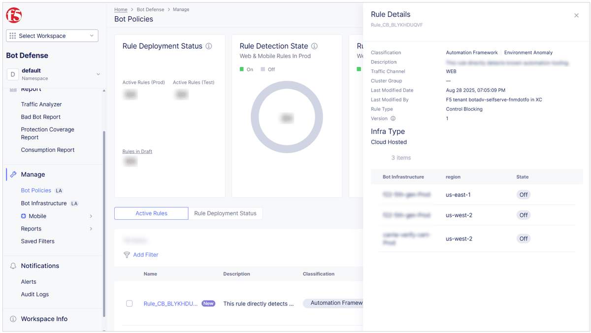 View Rule Manage Bot Detection Rules | F5 Distributed Cloud Technical Knowledge