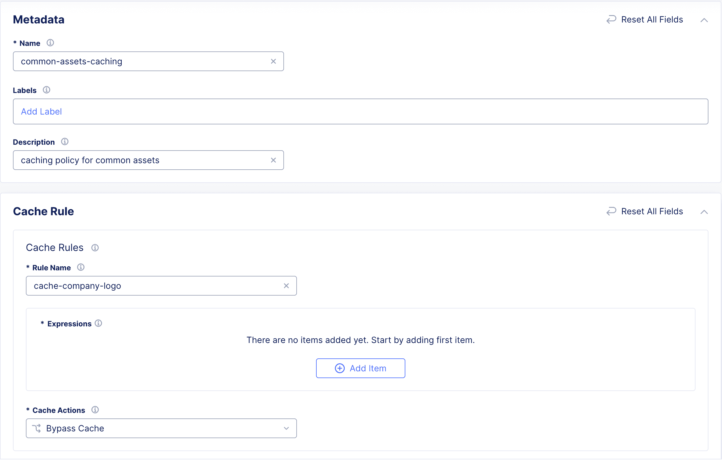 Figure: CDN Cache Rule Metadata