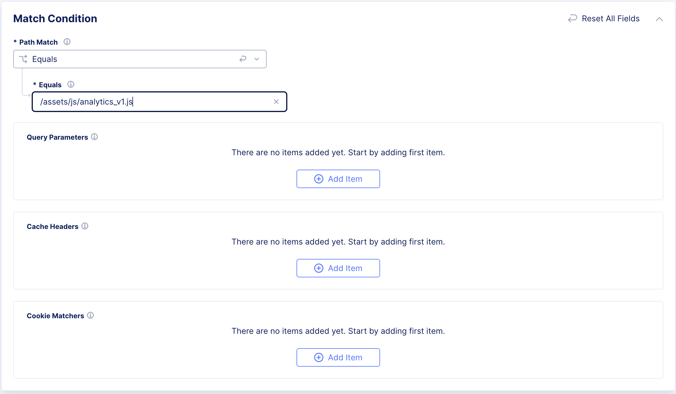 Figure: CDN Cache Rule Path Match