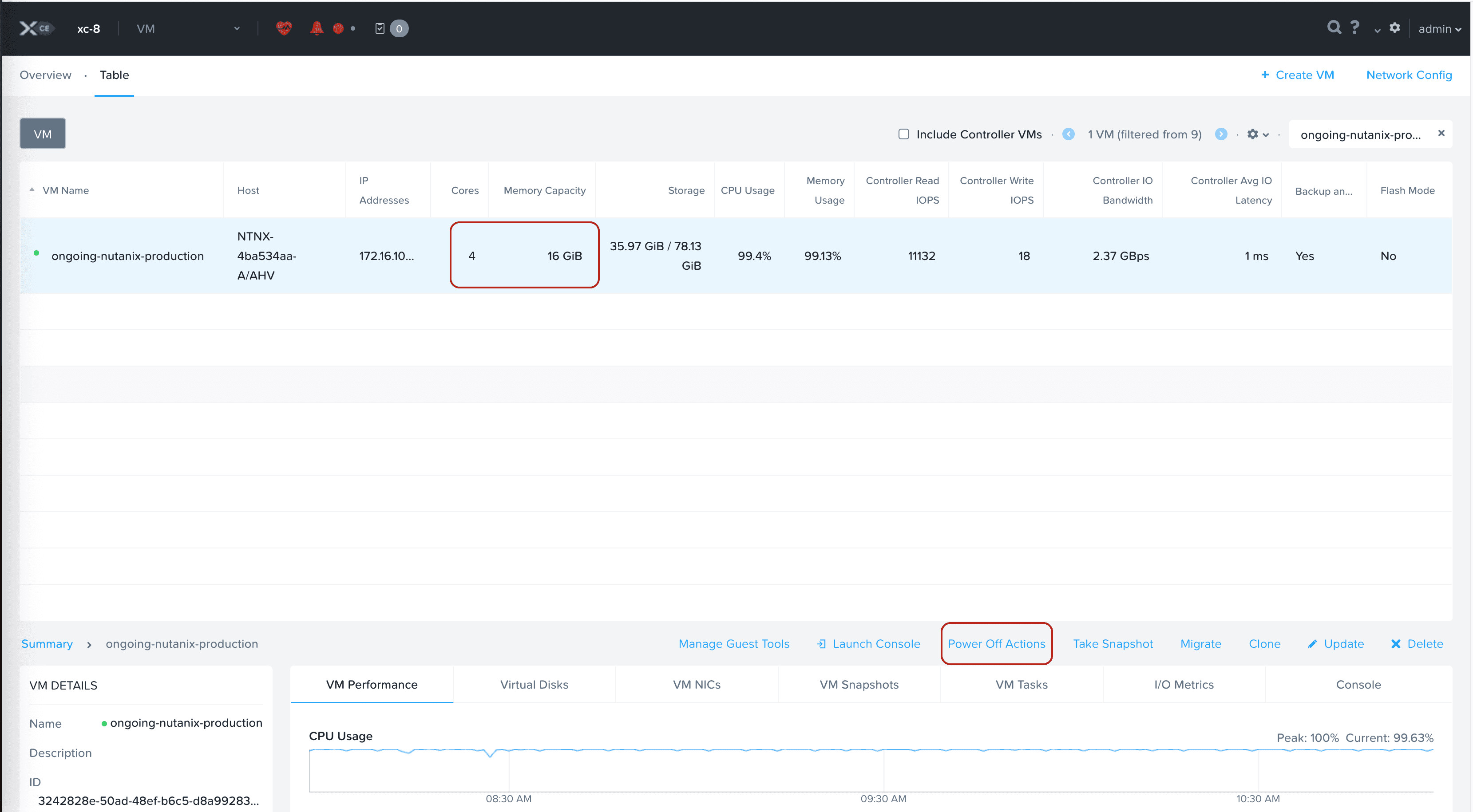 Figure: Nutanix - VM Power Off Actions