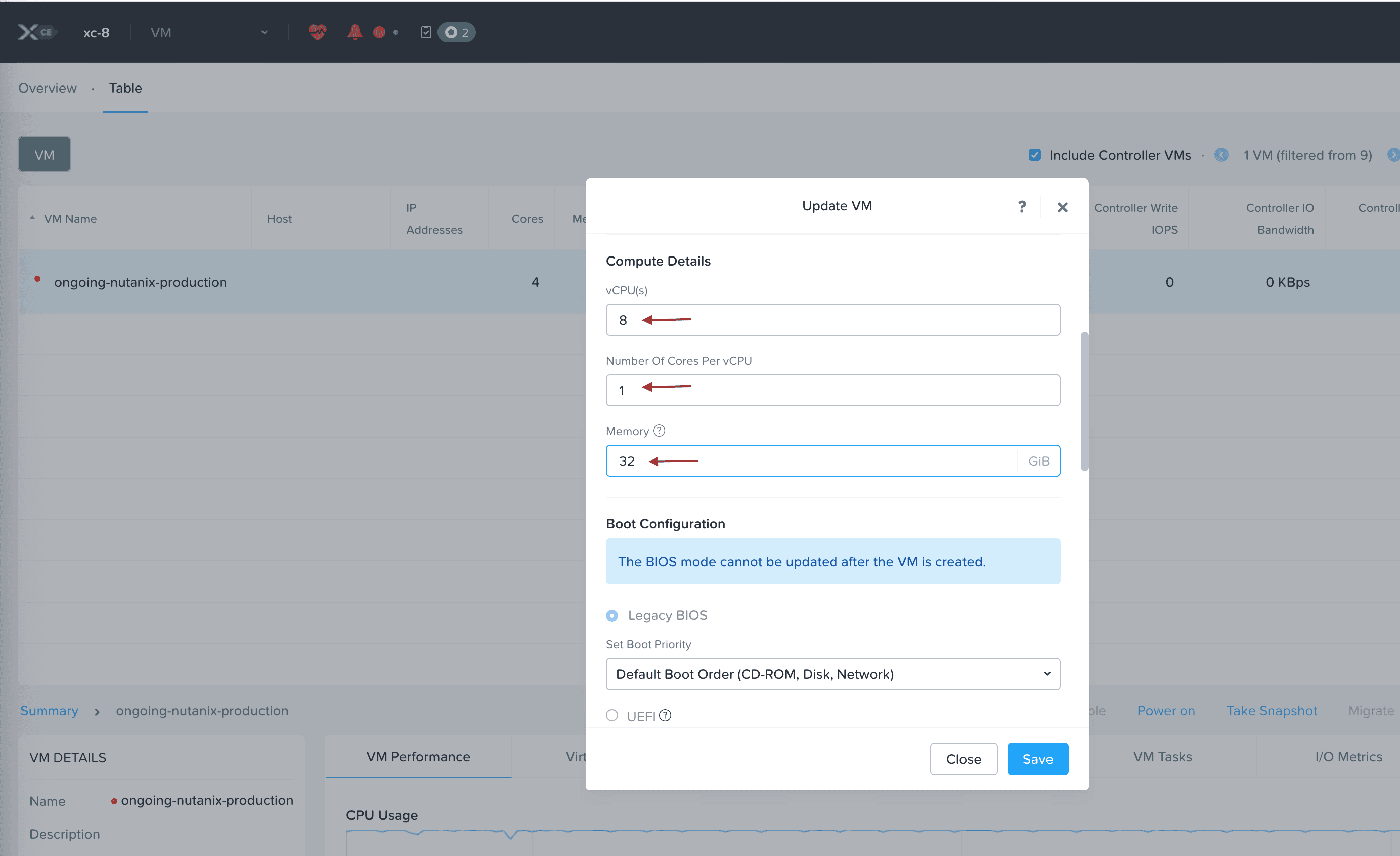 Figure: Nutanix - Update VM