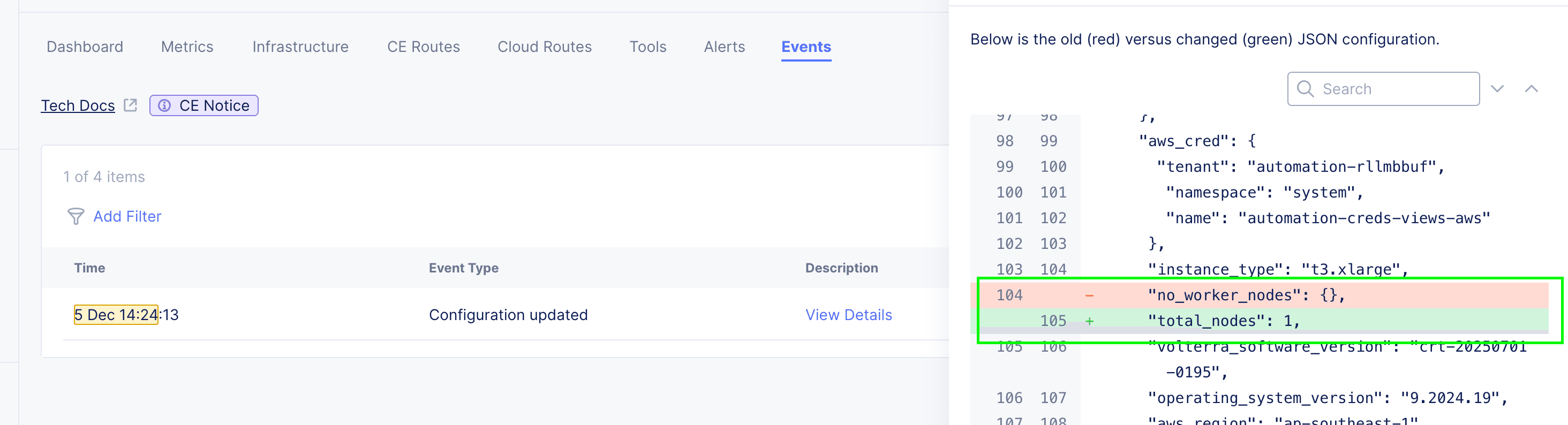Figure: AWS VPC Site - Worker Node Event