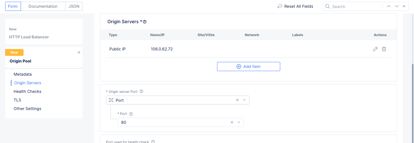Figure: Origin Server List