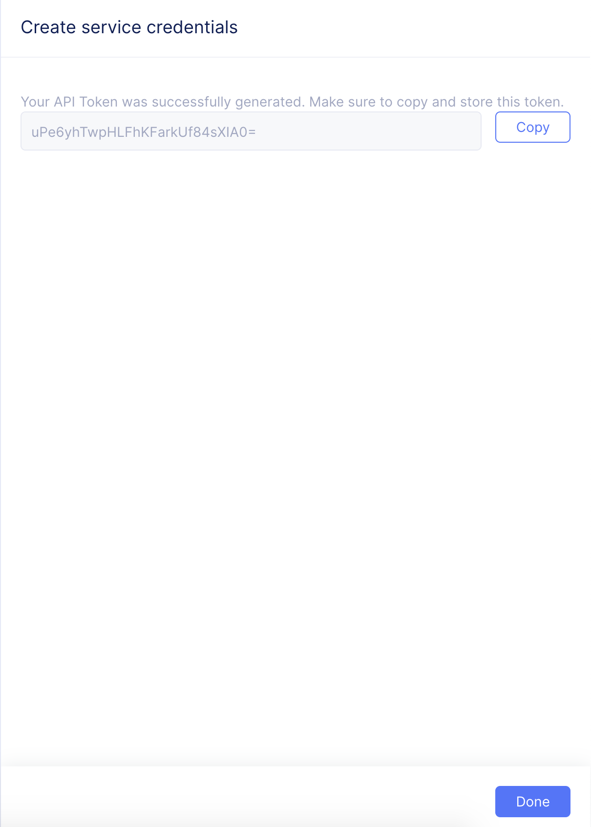 Figure: Copy Service API Token