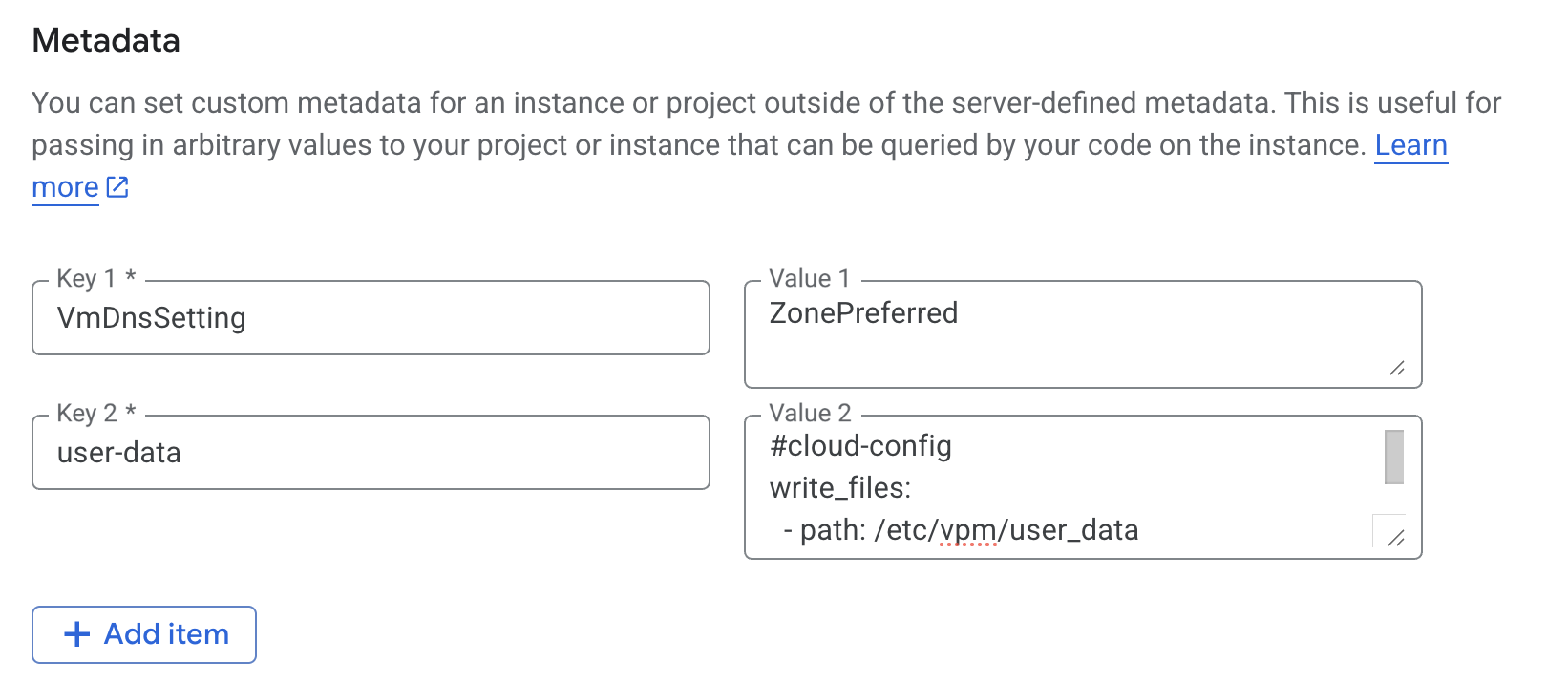 Figure: Configure Metadata