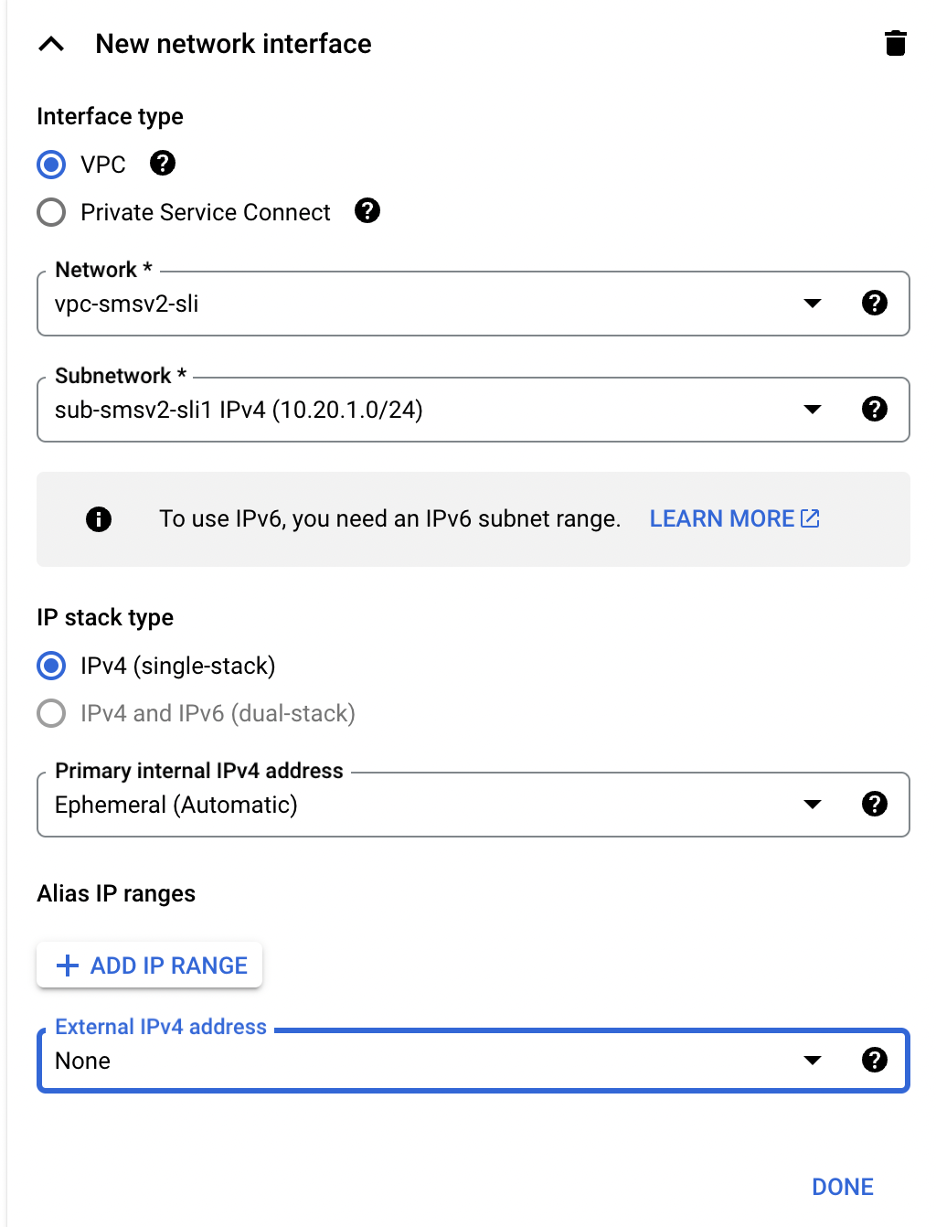 Figure: Configure Instance SLI Example