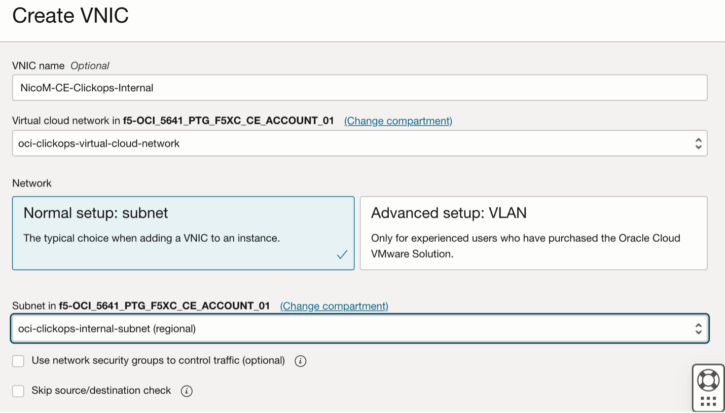 Figure: Create VNIC