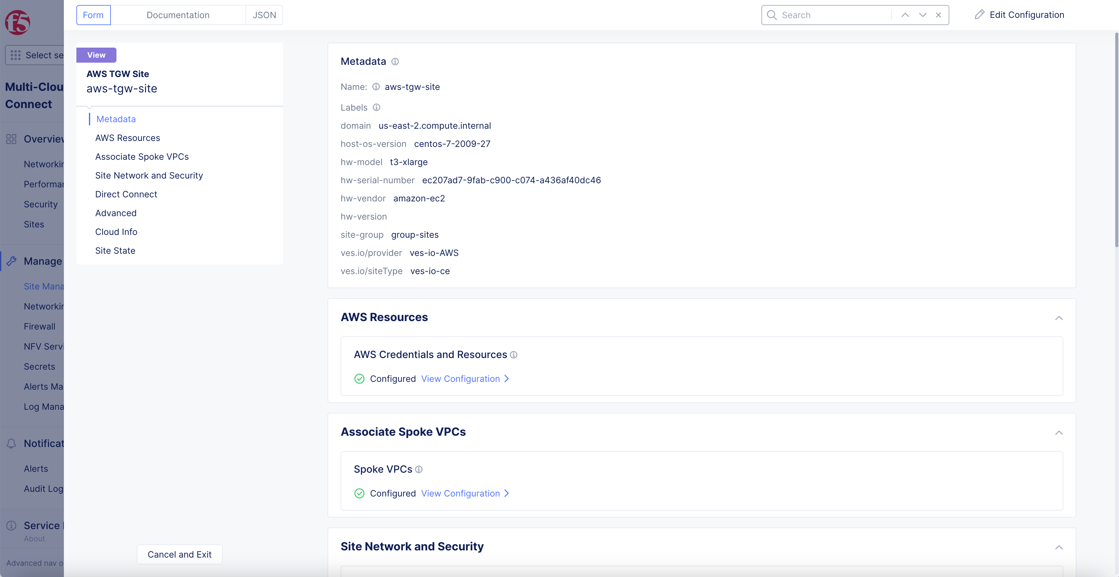 Figure: Site Configuration