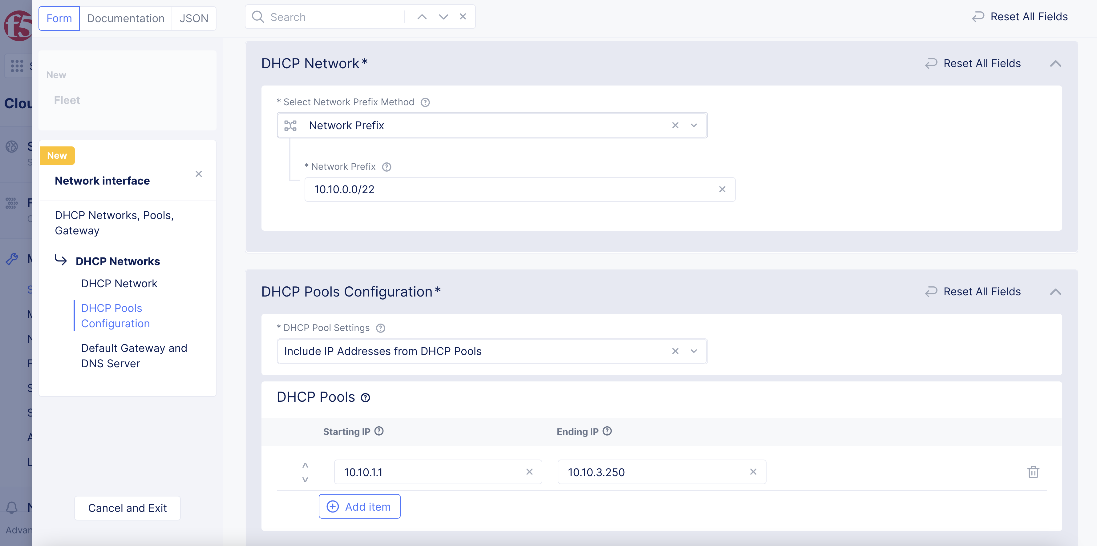 Figure: DHCP Configuration for VLAN 191