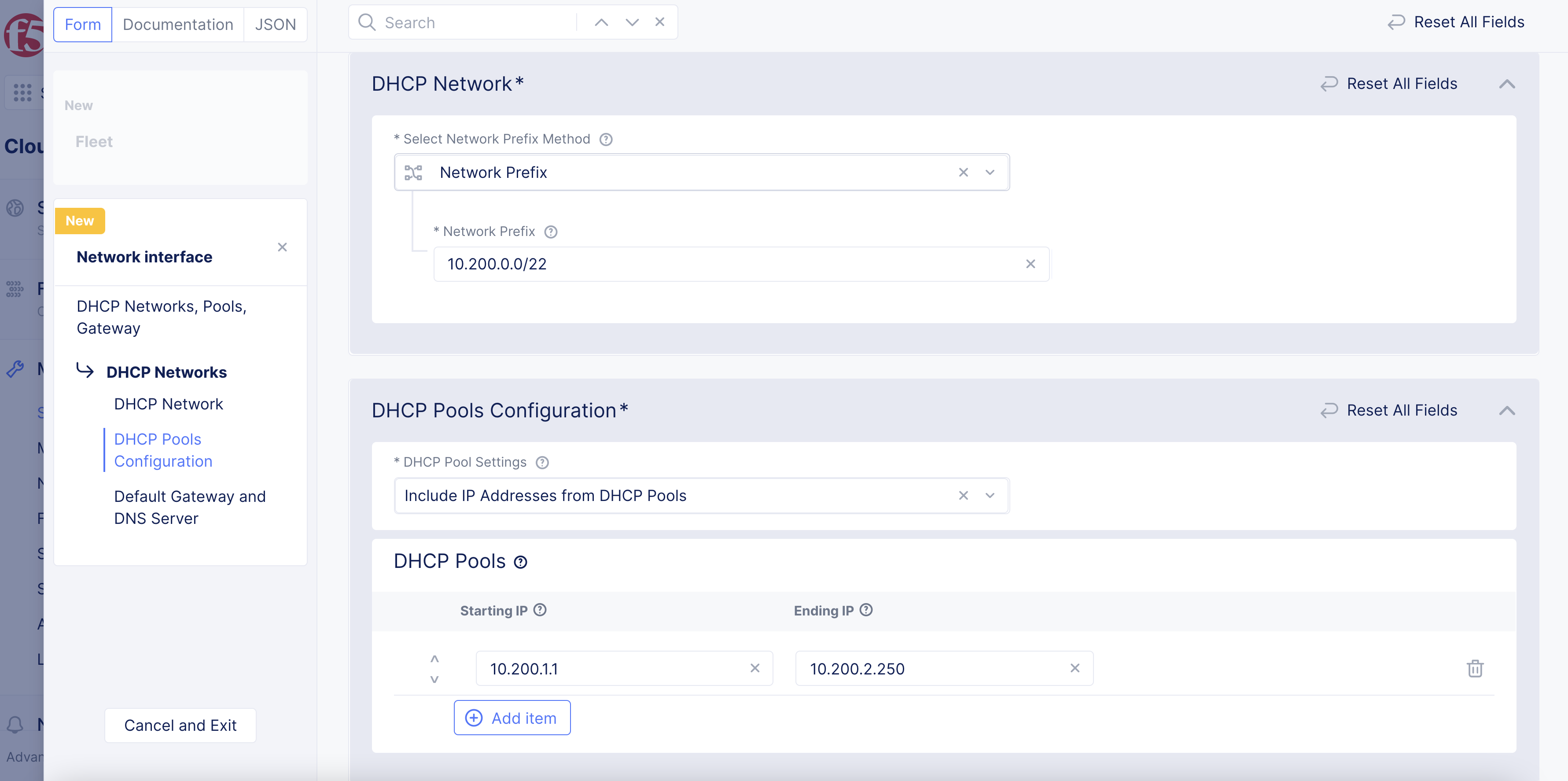 Figure: DHCP Configuration for VLAN 192