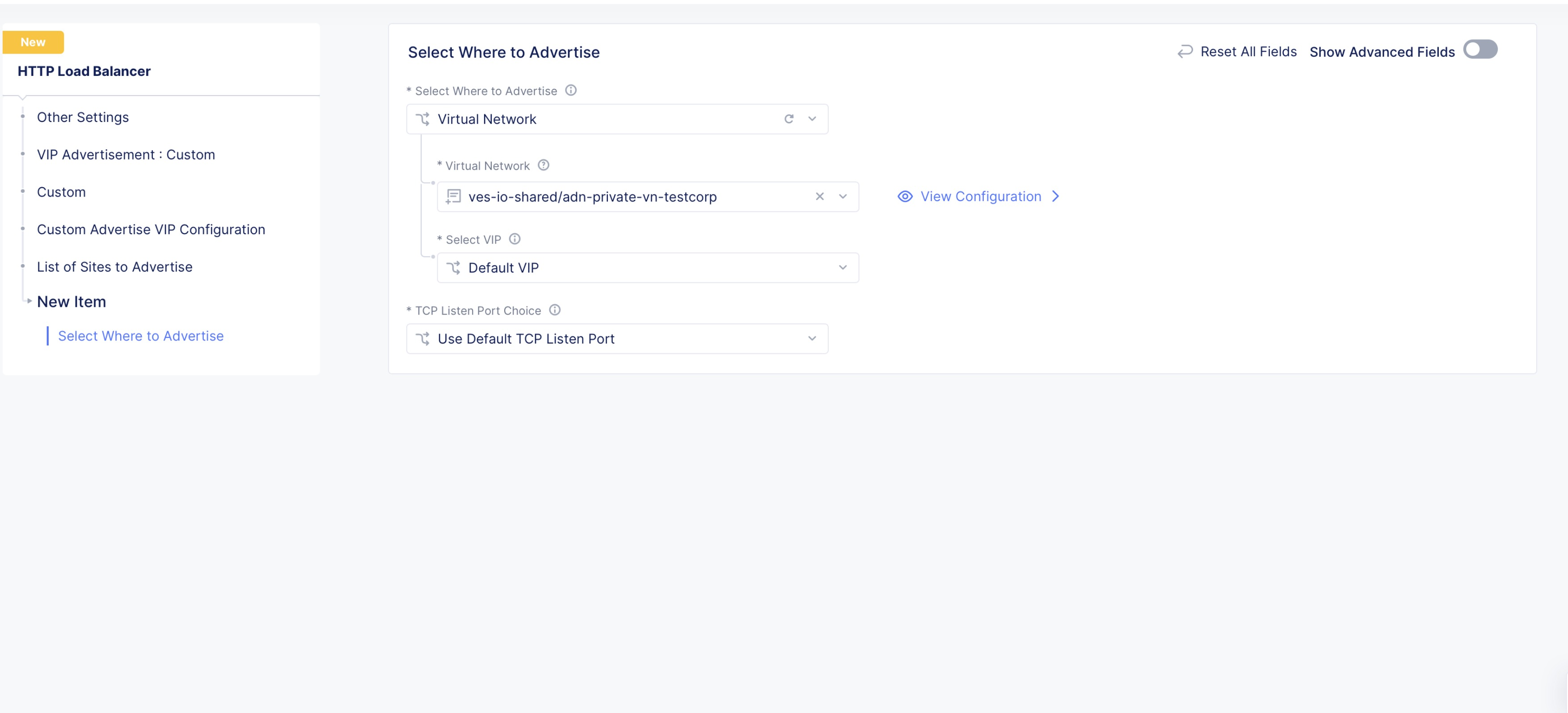 Figure: Advertising on the Private Network