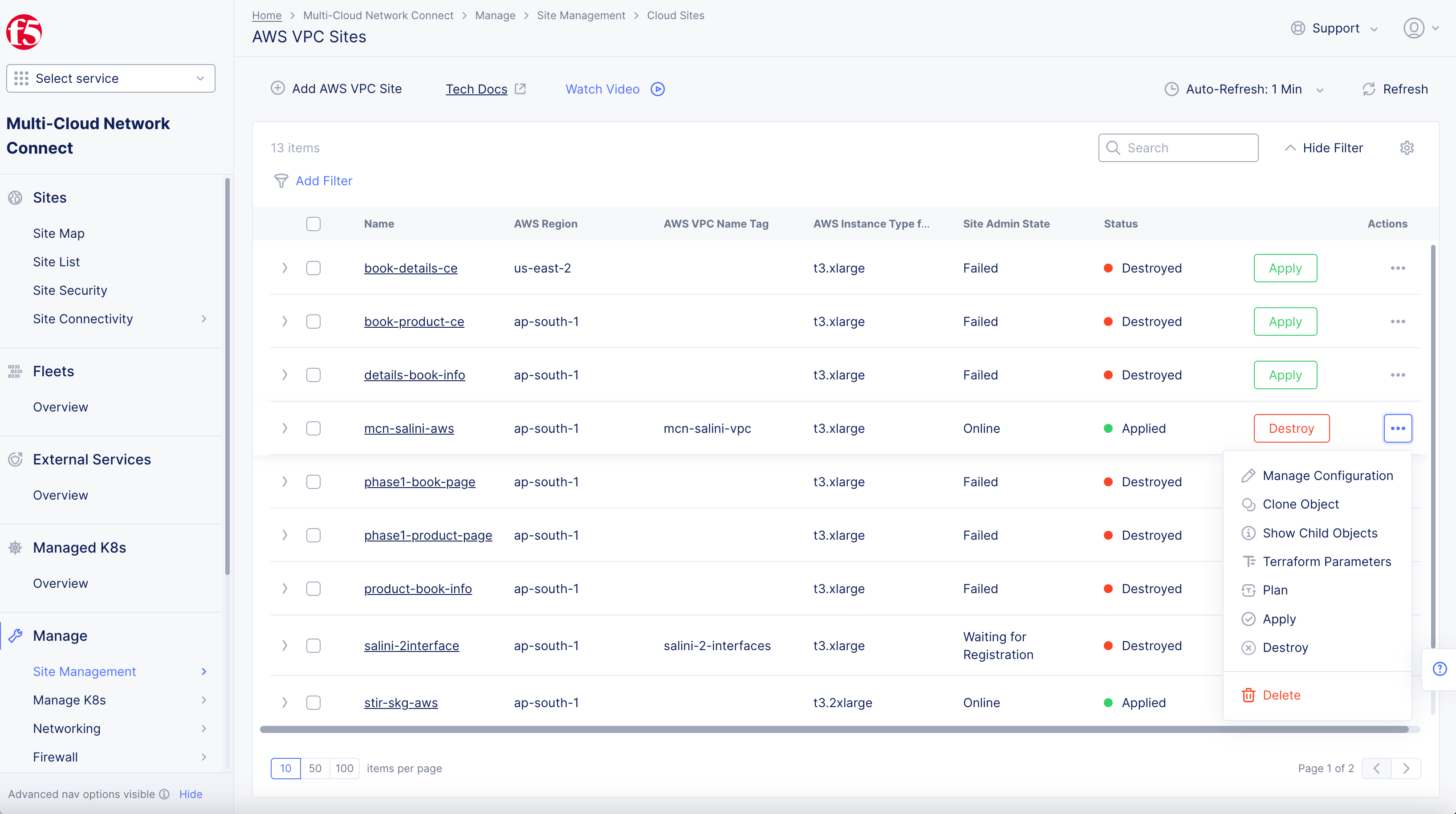 Figure: Site List