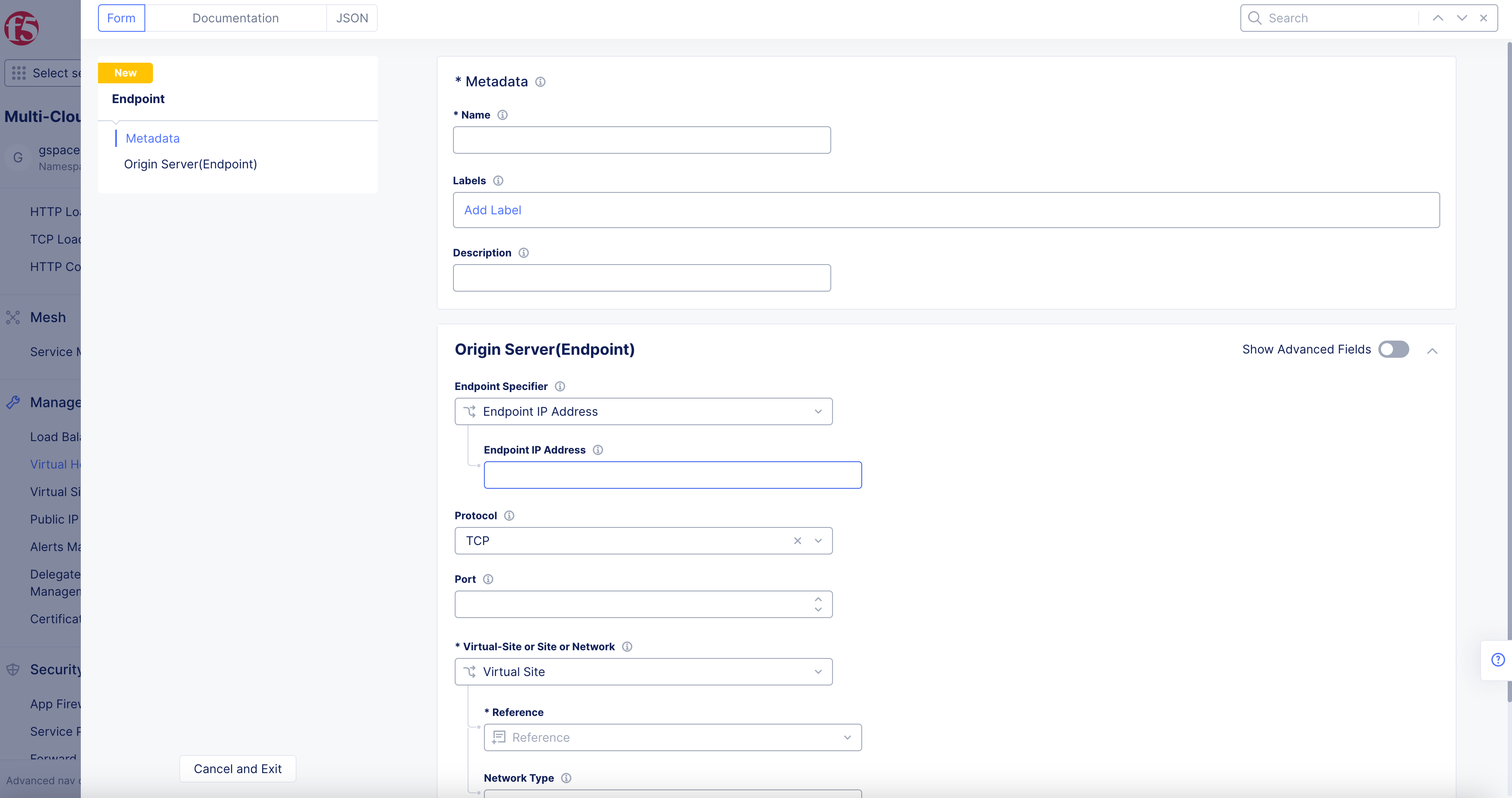 Figure: Endpoint Address Reference Selector