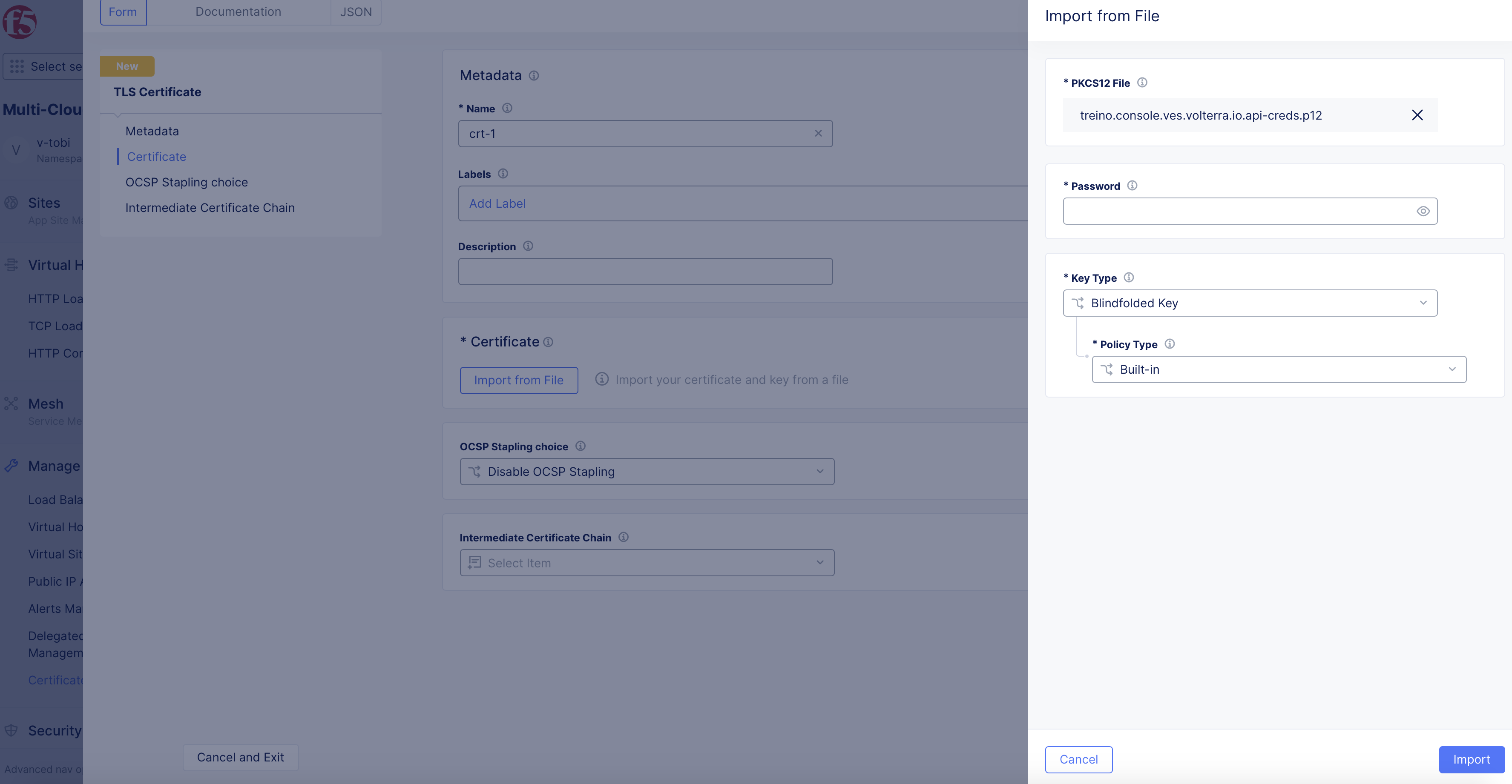 Figure: Upload Certificate File