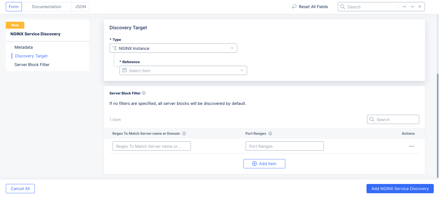 Figure: Select NGINX Server Block Filter