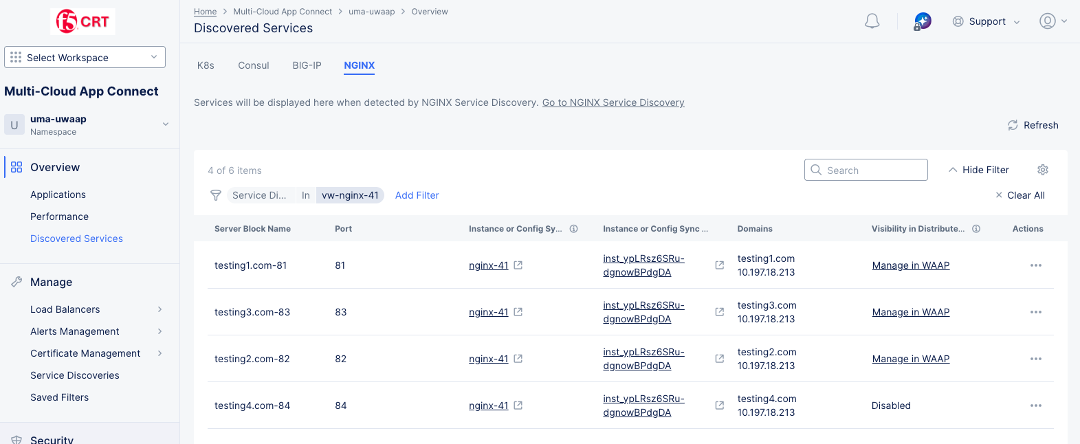 Figure: NGINX Service Blocks Table