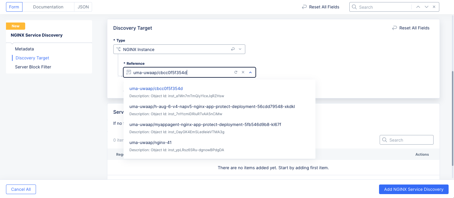 Figure: Select NGINX Target