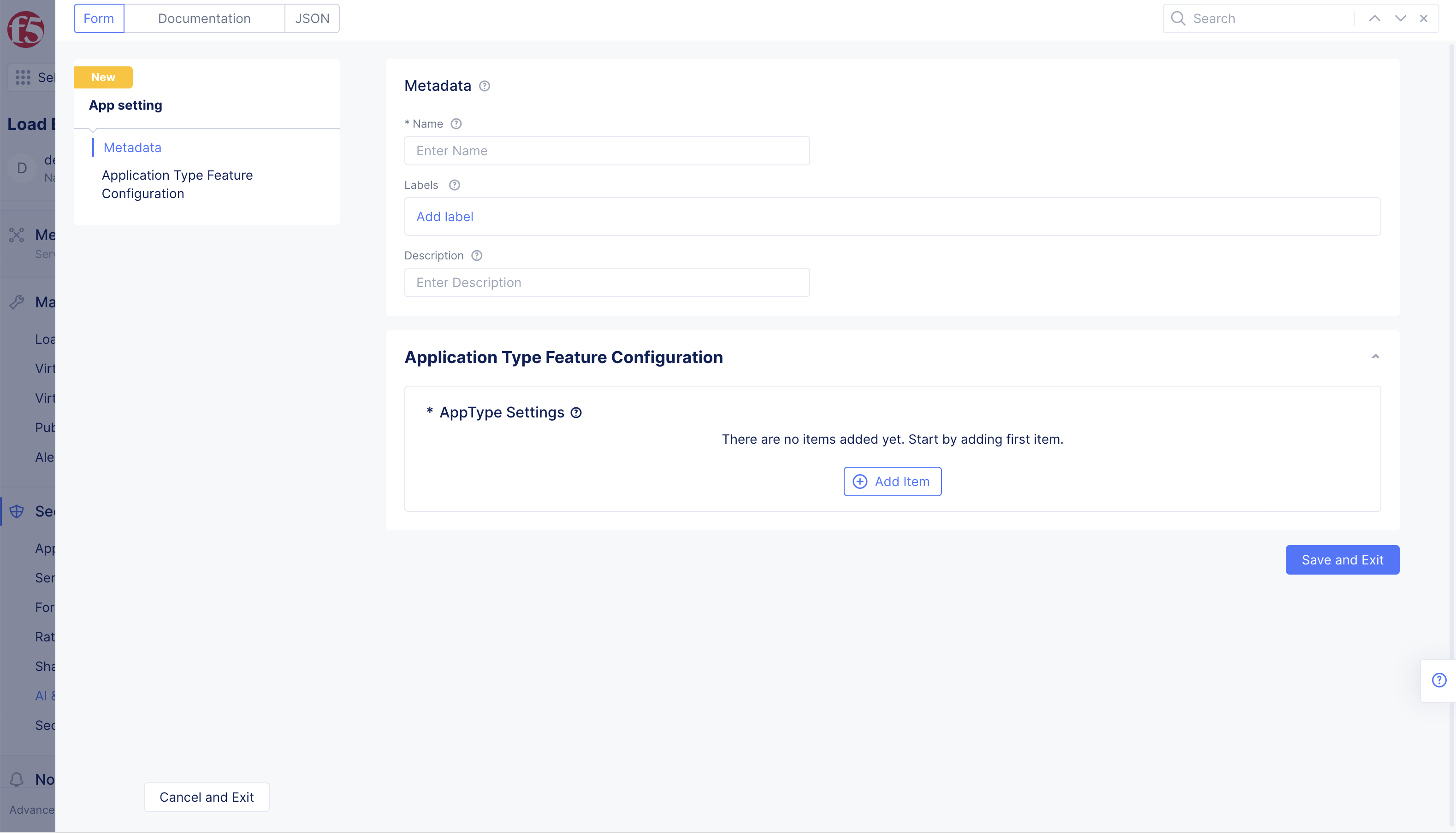 Figure: App Setting Basic Configuration