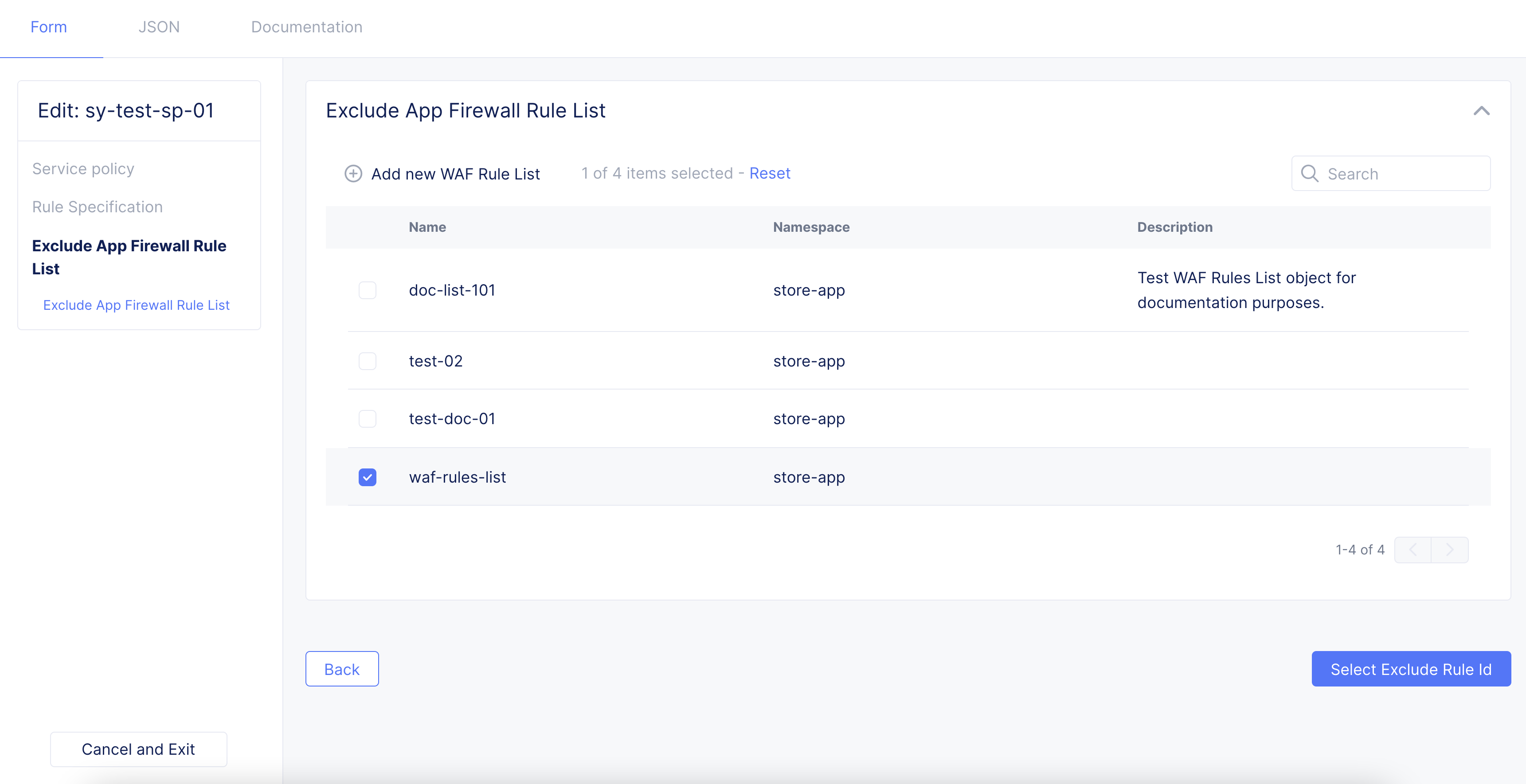 Figure: Rule List to Exclude