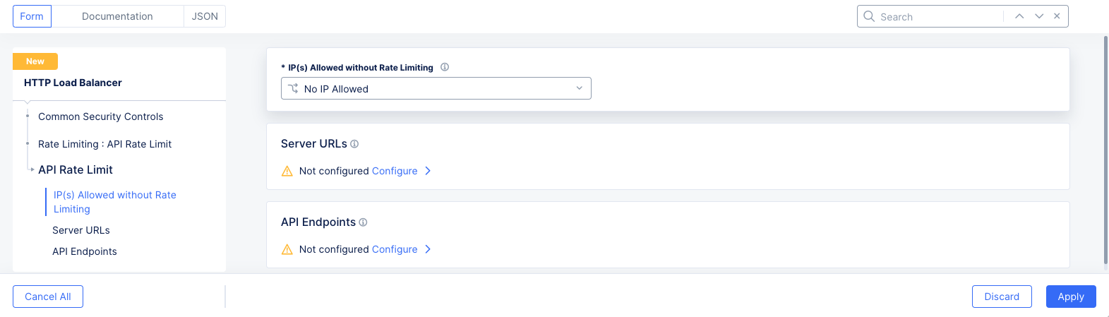 Figure: Rate Limiting Configuration