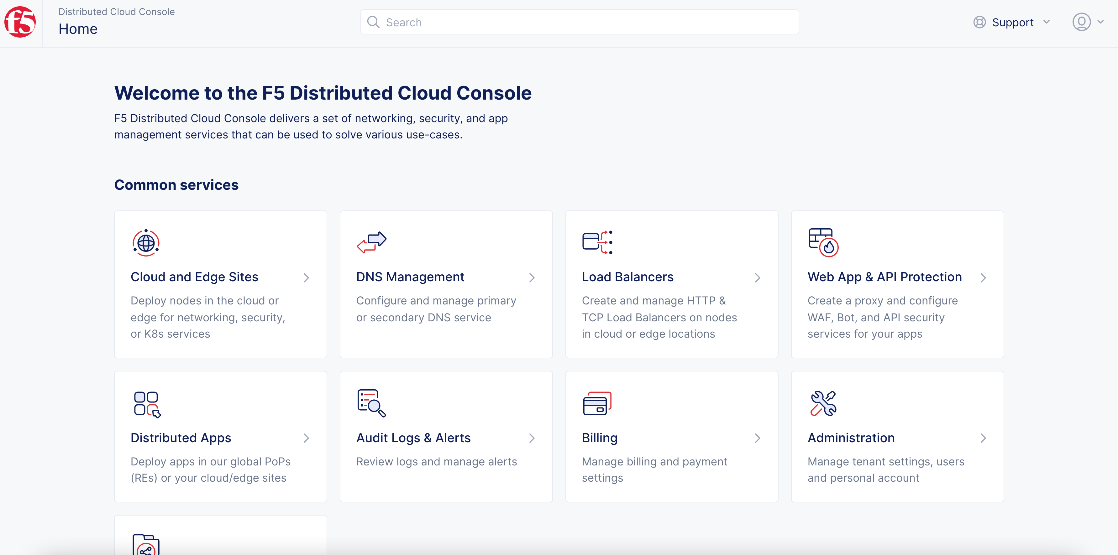 Figure: Console Homepage