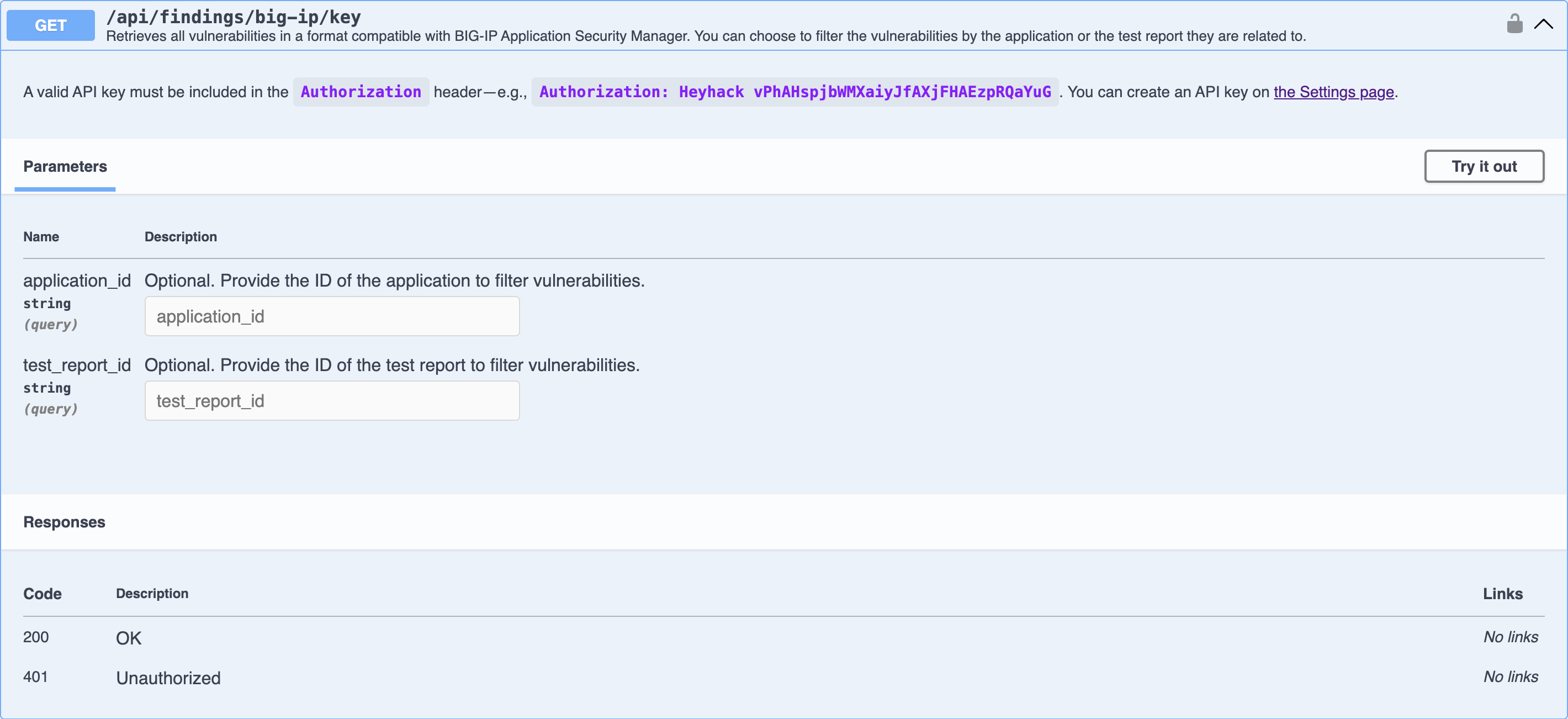 Figure: Export Vulnerabilities via API
