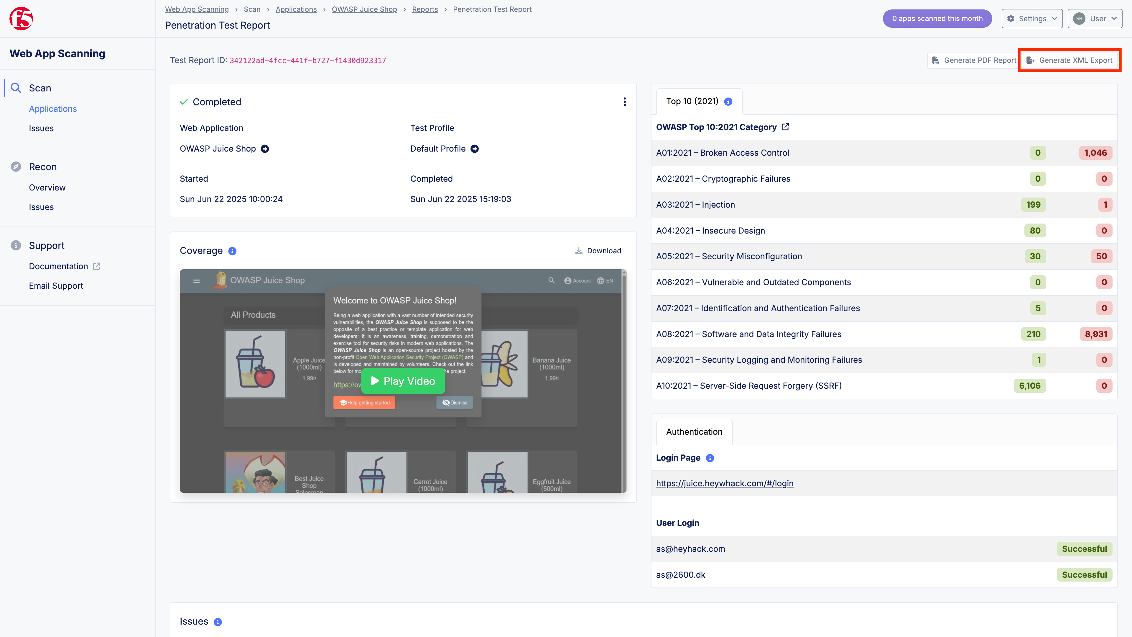 Figure: Export Vulnerabilities