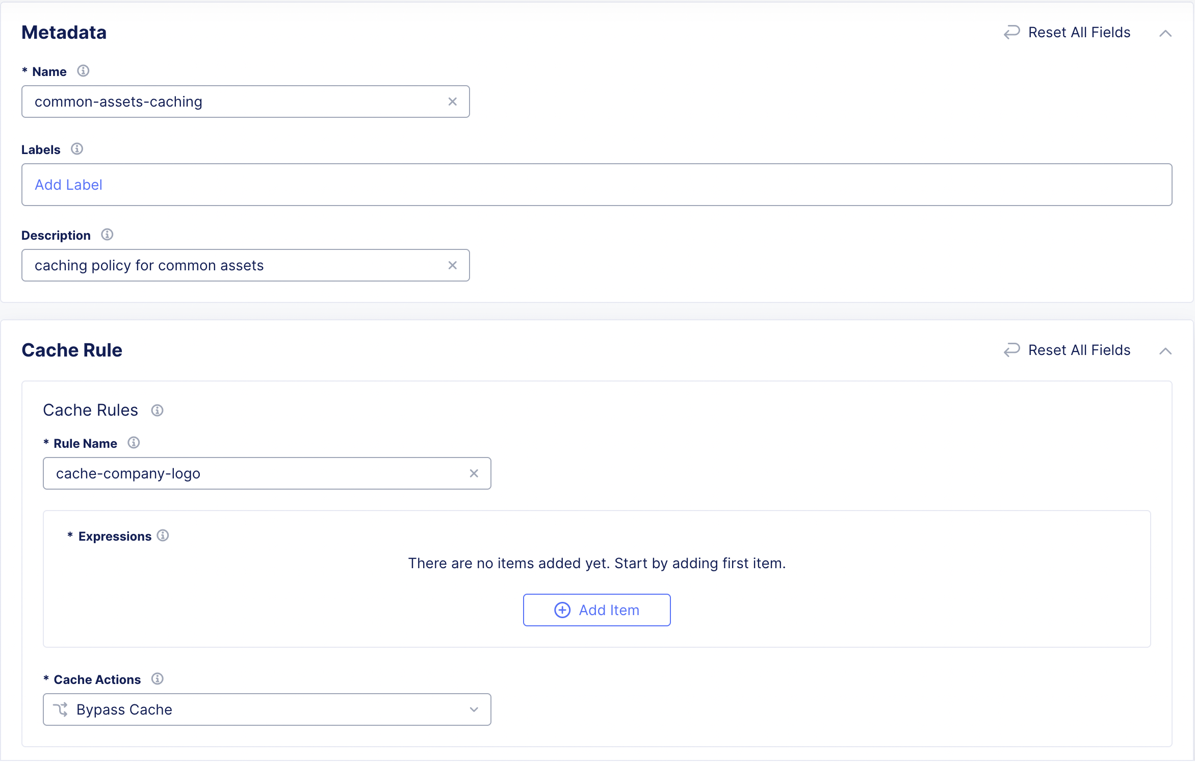 Figure: CDN Cache Rule Metadata