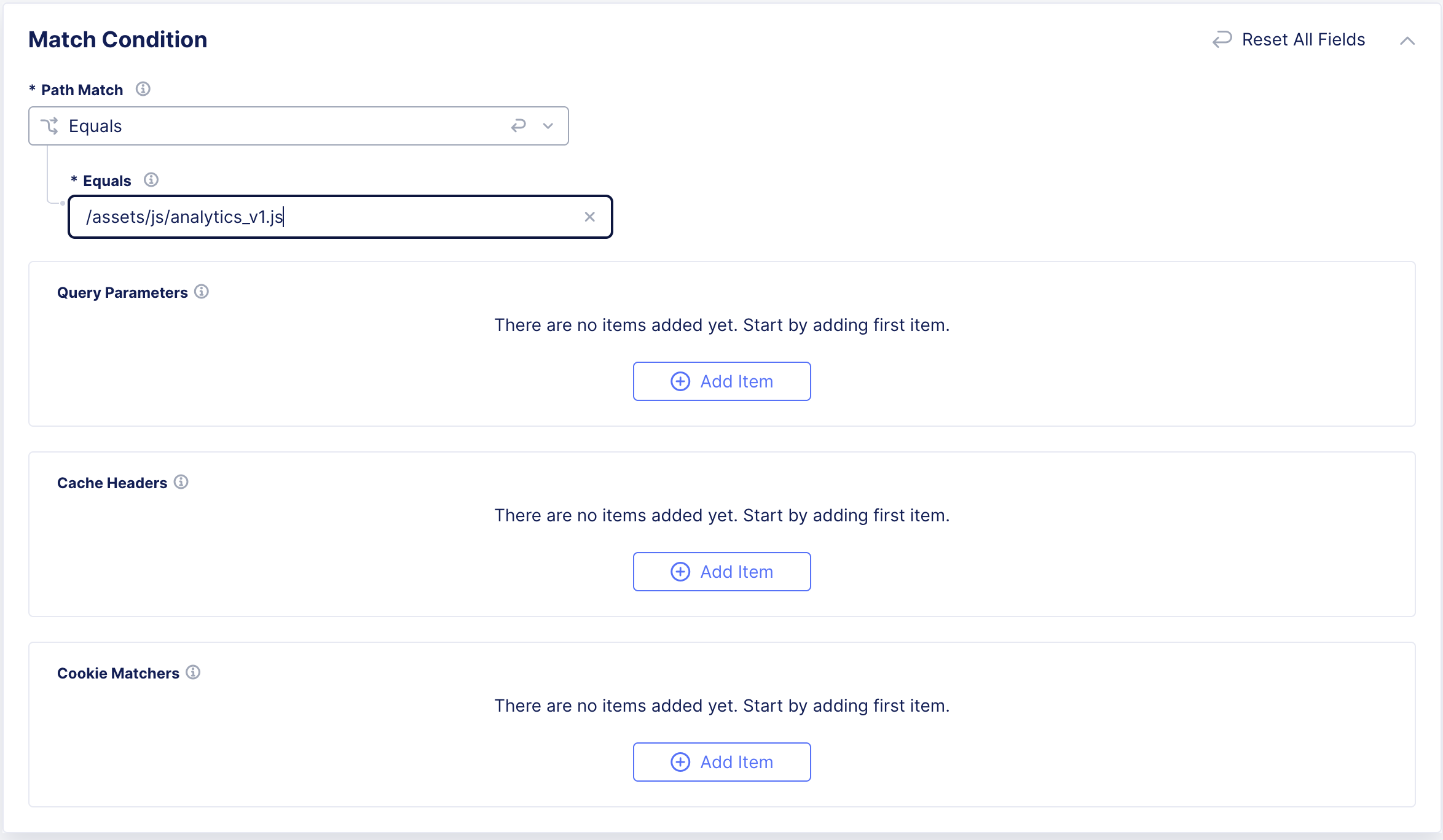 Figure: CDN Cache Rule Path Match