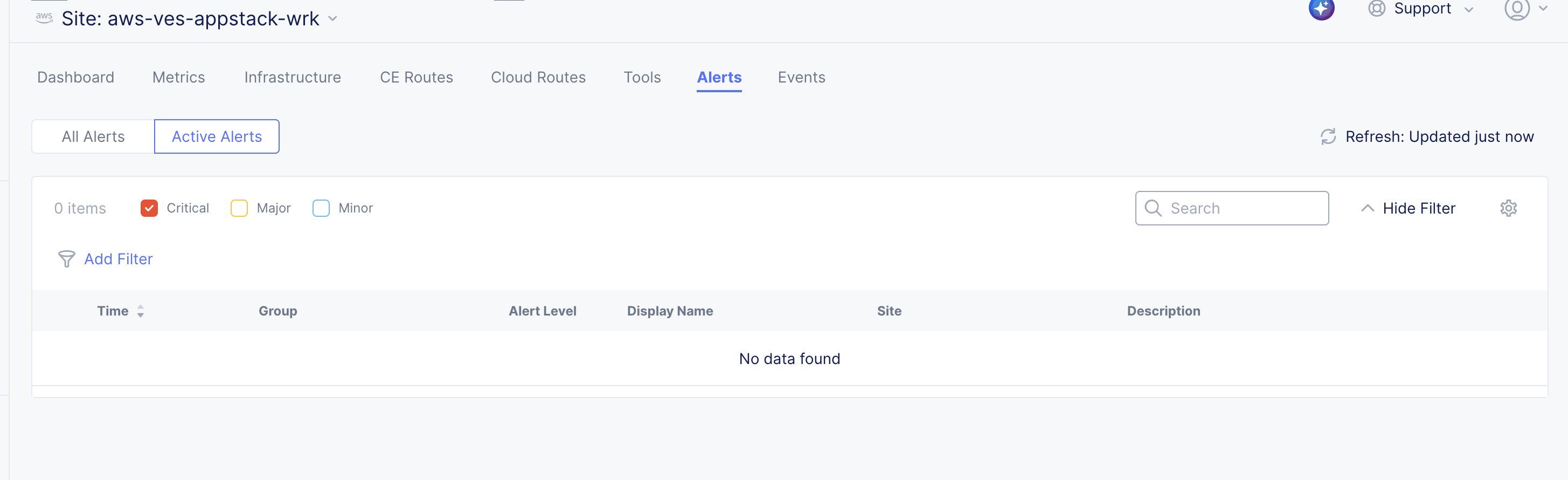 Figure: CE Site Alerts