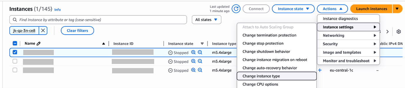 Figure: AWS - Instance Settings