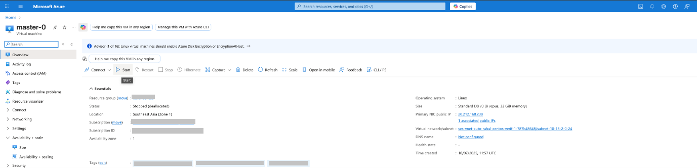 Figure: Azure - Start Instance