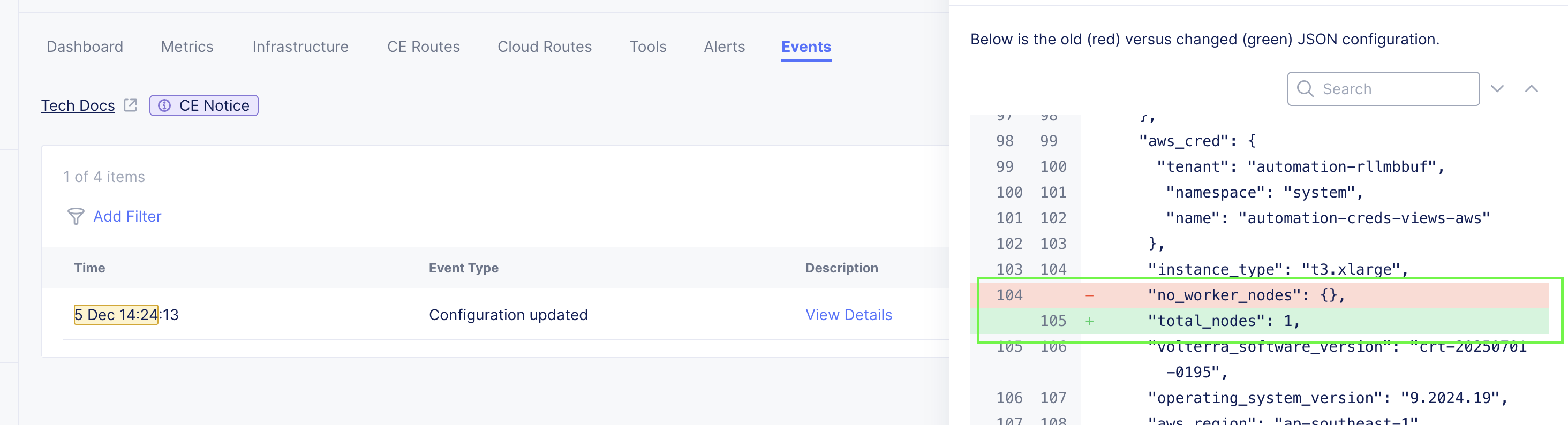 Figure: AWS VPC Site - Worker Node Event