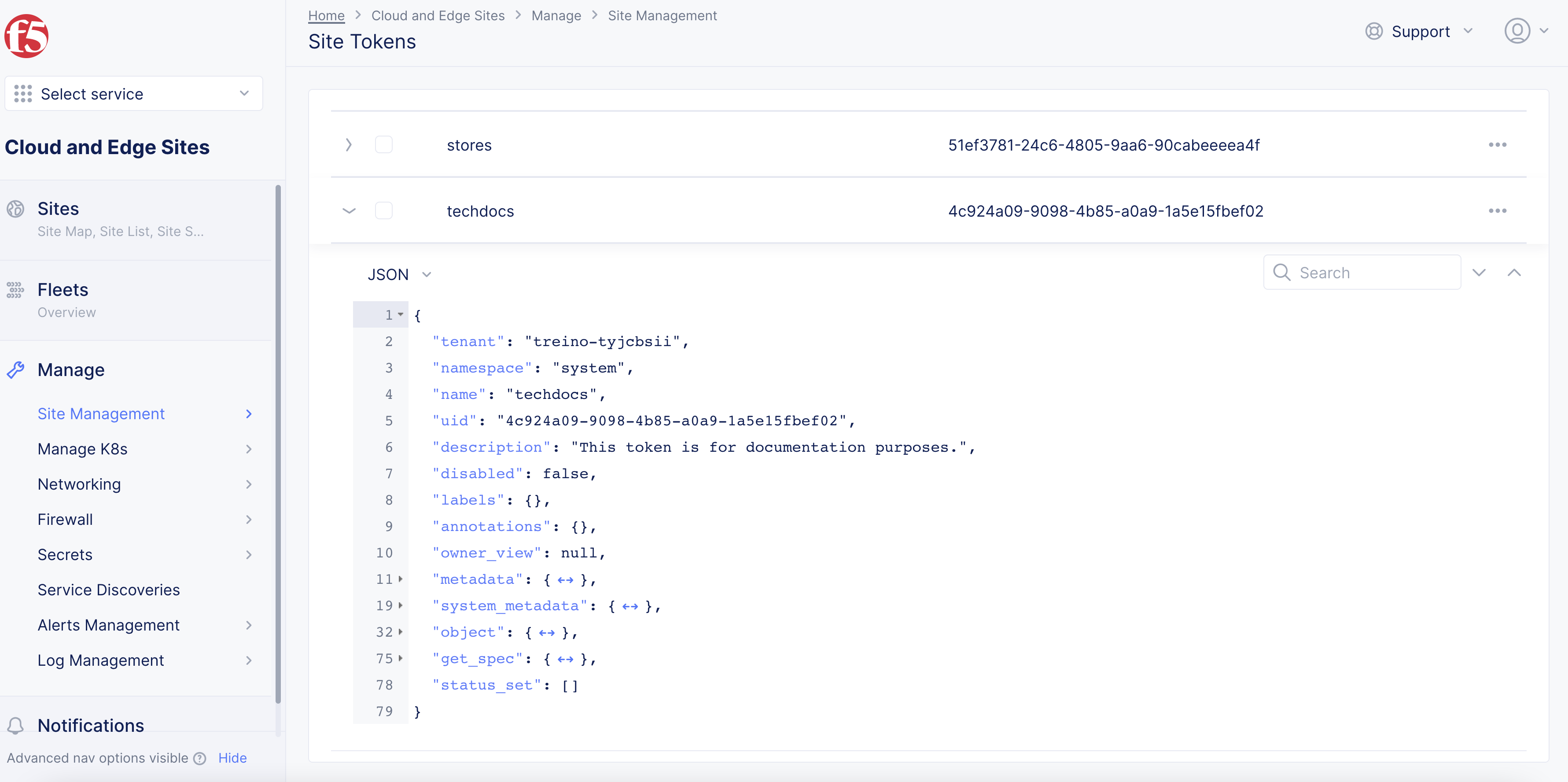 Figure: Site Token