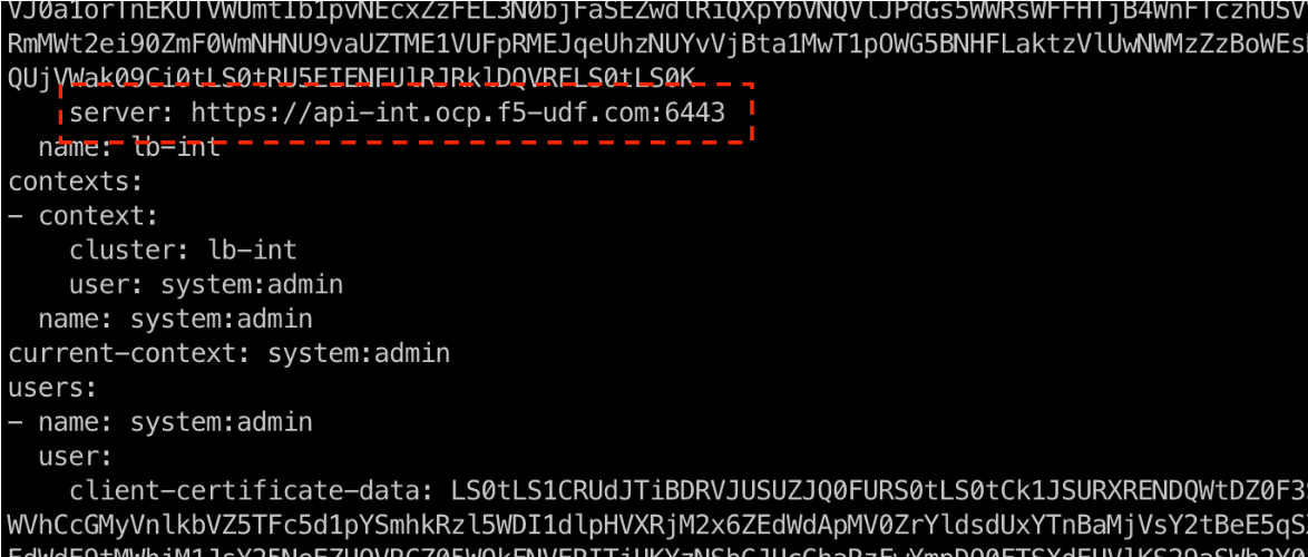 Figure: API URL in Kubeconfig