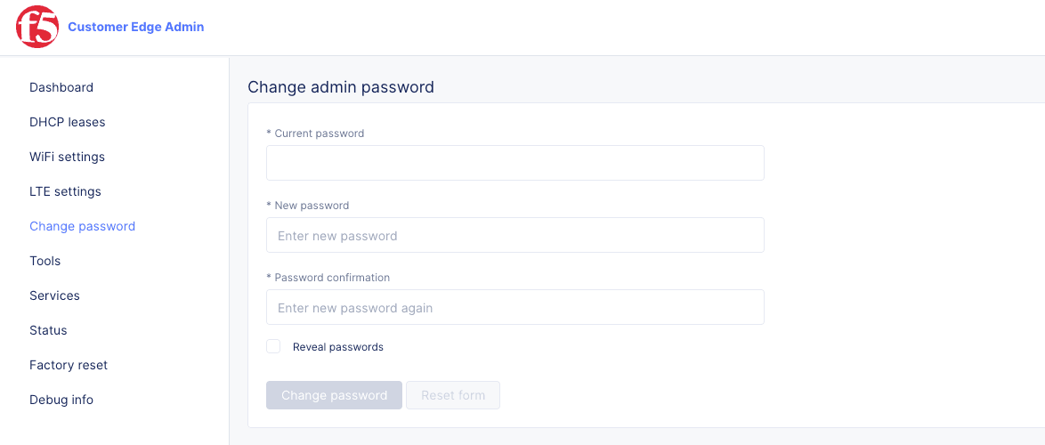 Change Admin Password Form