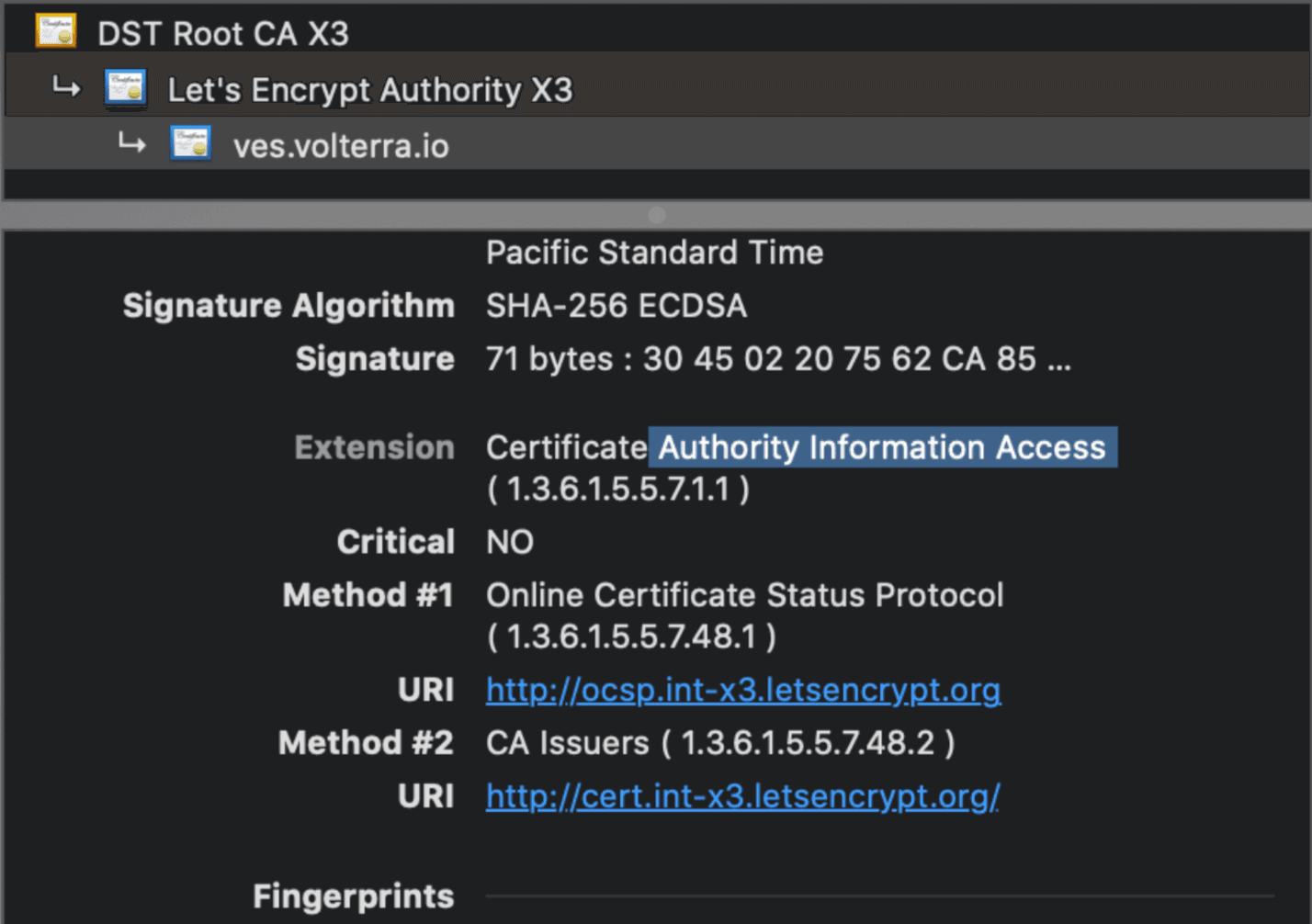 Figure: OCSP Enabled CA - Signed Certificate